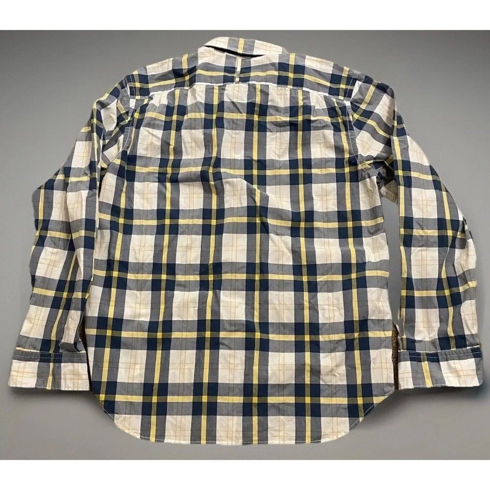 Banana Republic 078 Long Sleeve Button Down Shirt Blue Yellow Plaid Large JBHS